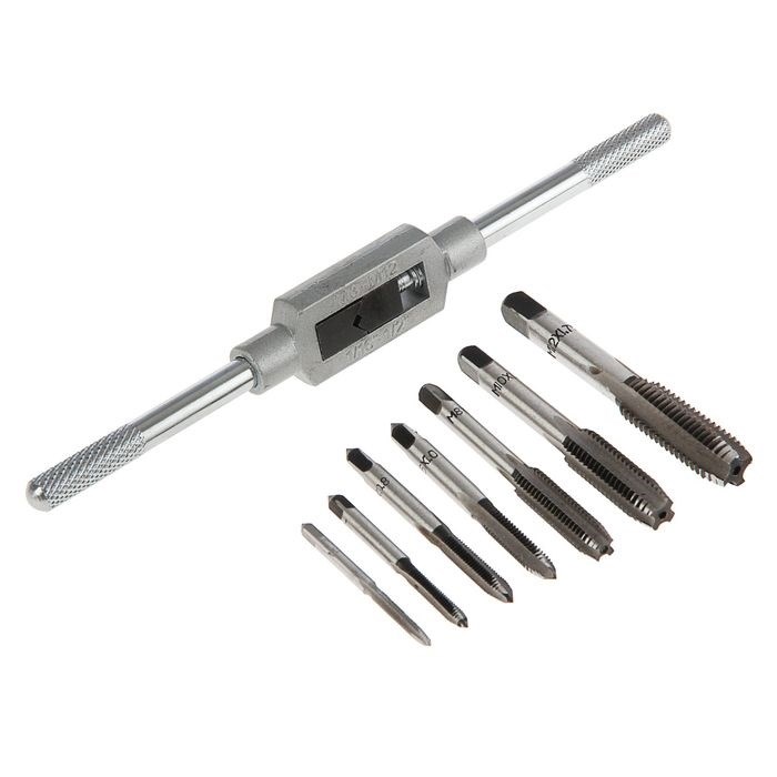 ТУНДРА Набор метчиков, М3 - М12 + метчикодержатель, 8 предметов 1348145