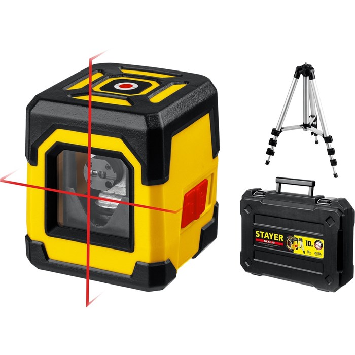 Stayer Нивелир лазерный 34961-2, 2 луча, 10 м, ± 4°, ± 0.5 мм/м, 1/4", штатив, кейс 10743246
