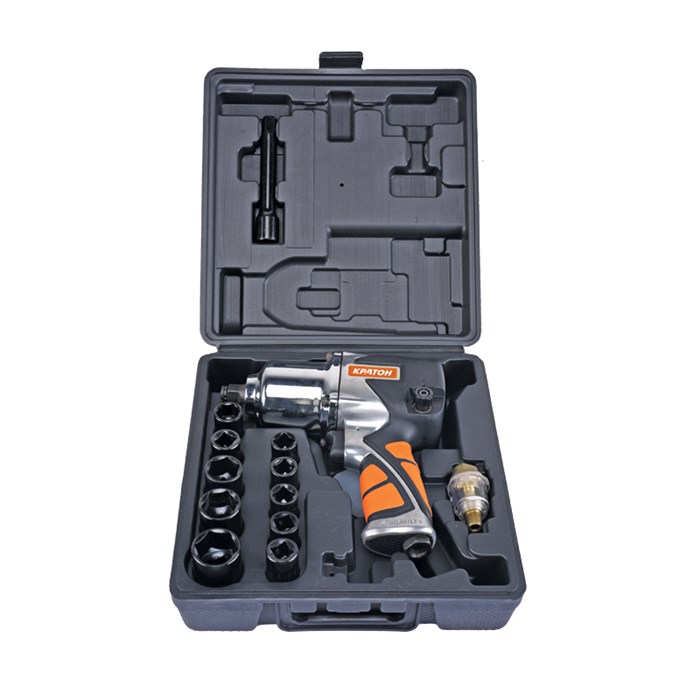 Кратон Гайковерт пневматический с набором ударных головок AIW-03S 3 01 07 013
