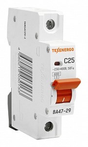 Texenergo Автоматический выключатель ВА47-29 1п 25А 6кА хар-ка С TAM14C25-1