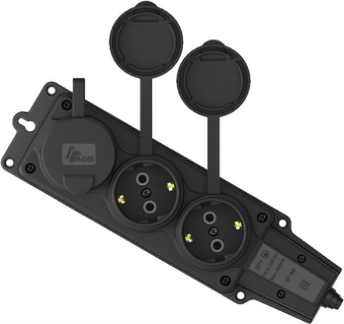 AGIS Колодка Каучук, 3я, с/з, 16А, 250В, IP44, черная 80.01.10.106