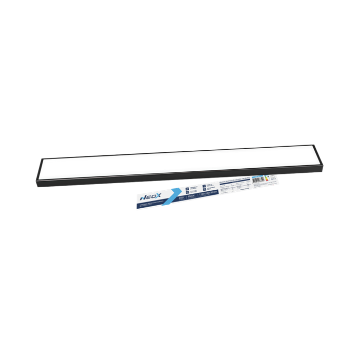 NEOX Светильник светодиодный подвесной ДБО-NOVA ОПАЛ-4565 45Вт 230В 6500К IP40 1180х180х35мм трос 2м черный 4690612066509