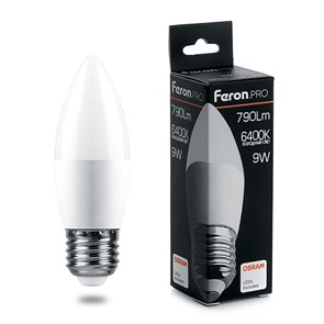 Feron.PRO Лампа светодиодная LB-1309 свеча E27 9W 6400K OSRAM LED 38064