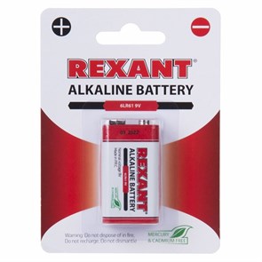 Rexant Алкалиновая батарейка 6LR61 (Крона) 9V 30-1061