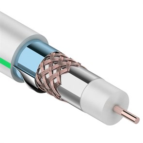 REXANT кабель коаксиальный RG-6U+Cu (75Ом) Cu/Al/Cu/Al90% две фольги (100м) белый 01-2241