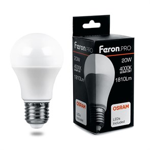 Feron.PRO Лампа светодиодная LB-1020 Шар E27 20W 4000K OSRAM LED 38042