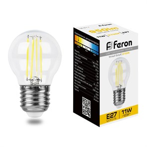 FERON Лампа светодиодная, (11W) 230V E27 2700K прозрачная, LB-511 38015