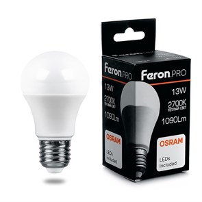 Feron.PRO Лампа светодиодная LB-1013 Шар E27 13W 2700K OSRAM LED 38032