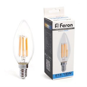 Feron Лампа светодиодная, (15W) 230V E14 6400K прозрачная, LB-717 38259