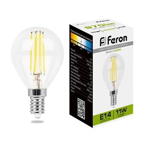 FERON Лампа светодиодная, (11W) 230V E14 4000K прозрачная, LB-511 38014