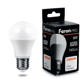 Feron.PRO Лампа светодиодная LB-1009 Шар E27 9W 4000K OSRAM LED 38027