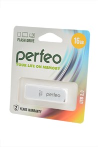 PERFEO Носитель информации PF-C10W016 USB 16GB белый BL1 15315