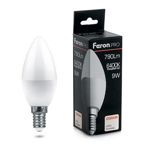 Feron.PRO Лампа светодиодная LB-1309 свеча E14 9W 6400K OSRAM LED 38061