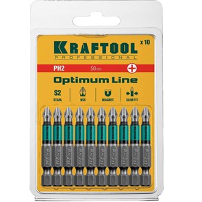 KRAFTOOL Бита Optimum Line E 1/4" 50мм, PH2 26122-2-50-10 4727060