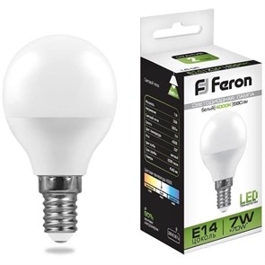 Feron Лампа светодиодная, 16LED (7W) 230V E14 4000K, LB-95 25479