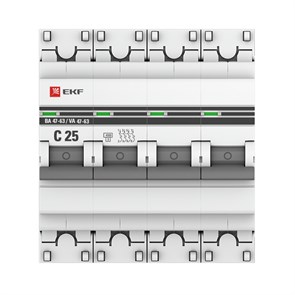 EKF PROxima Выключатель автоматический модульный 4п C 25А 4.5кА ВА 47-63 mcb4763-4-25C-pro