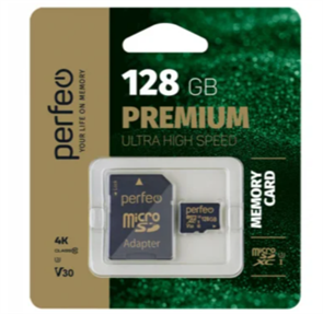 PERFEO Носитель информации microSDXC 128GB High-Capacity (Class 10) UHS-3 V30 с адаптером BL1 19199