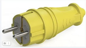 NE-AD Вилка штепсельная прямая с/з, 16А, евро (каучук), Желтый 4701