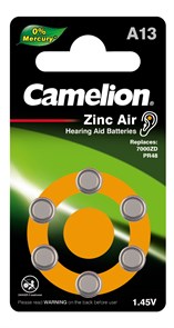 Camelion Элемент питания ZA13 Mercury Free A13-BP6 (0%Hg) 1.4В 280мА 12824