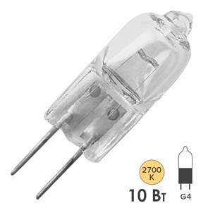 FL HC CL 10W G4  12V, ГАЛОГЕННАЯ ЛАМПА  типа "пальчиковая" прозрачная 10W, G4 10731