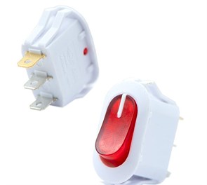 Клавишный переключатель овал ON-OFF красная клавиша с/п белый 16A/250V IRS-KRS-17 IRS-KRS-17