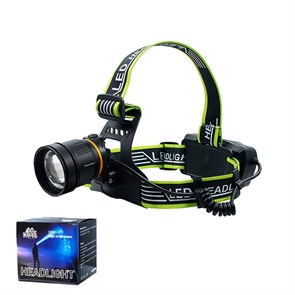 Фонарь налобный сталь A12-TG мощный 3000 м аккумуляторы 2x18650 зум A12-TG