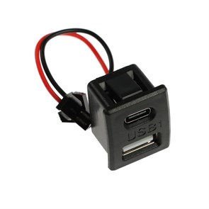 CARTAGE Разъем USB/Type-c с проводом, 2 pin, 0,5 А, 5 В, черный, 10 см 10067486