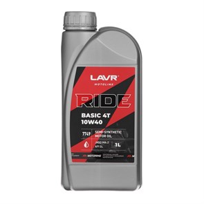 LAVR MOTO RIDE BASIC Моторное масло 4T 10W40 SL, 1 л Ln7749 9568829