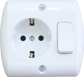 NE-AD Розетка с заземлением для скрытой установки с выключателем справа 16А, 250В, IP20 1015-А