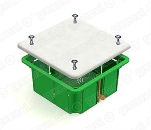 GREENEL Коробка распр. 92х92х45мм для полых стен с металлическими зажимами (126шт/уп) GE41021