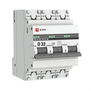 EKF PROxima Автоматический выключатель 3P 32А (D) 4,5kA ВА 47-63 mcb4763-3-32D-pro