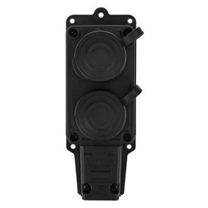 DYNEL Розетка (колодка) двухместная каучук 2P+PE 230V 16А IP54 DY-01-01-007