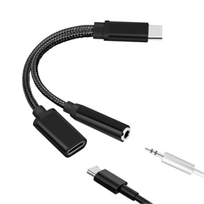 Переходник с USB Tape-C на USB Tape-C и AUX CM30103
