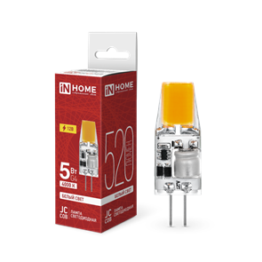 IN HOME Лампа светодиодная LED-JC-COB 5Вт 12В G4 4000К 520Лм 4690612060262