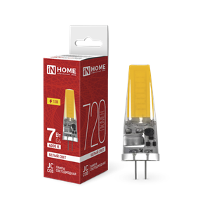 IN HOME Лампа светодиодная LED-JC-COB 7Вт 12В G4 4000К 720Лм 4690612060286