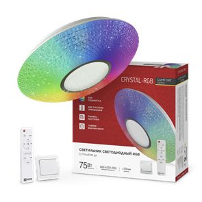 IN HOME Светильник светодиодный COMFORT CRYSTAL-RGB 75Вт 230В 3000-6500K 6000Лм 500x115мм с пультом ДУ 4690612059983