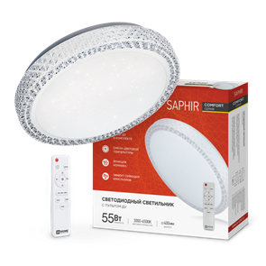 IN HOME Светильник светодиодный COMFORT SAPHIR 55Вт 230В 3000-6500K 4400Лм 395x105мм с пультом ДУ 4690612034850