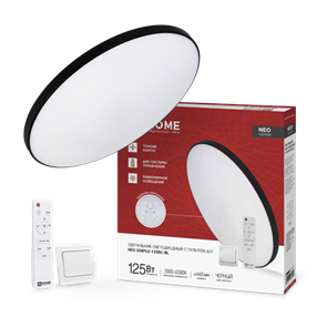IN HOME Светильник светодиодный NEO SIMPLE-125RC-BL 125Вт 230В 3000-6500K 10000Лм 460x67мм с пультом ДУ черный 4690612060934