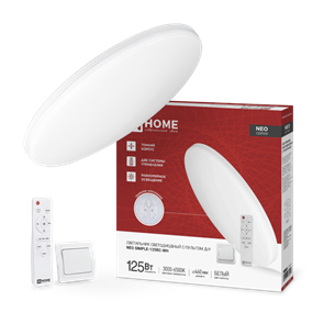 IN HOME Светильник светодиодный NEO SIMPLE-125RC-WH 125Вт 230В 3000-6500K 10000Лм 460x67мм с пультом ДУ белый 4690612060927