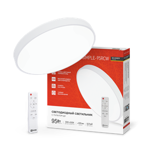 IN HOME Светильник светодиодный SCANDY SIMPLE-95RCW 95Вт 230В 3000-6500K 7600Лм 500x50мм с пультом ДУ белый 4690612057330
