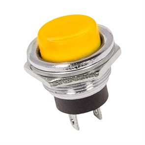REXANT Выключатель-кнопка  металл 250V 2А (2с) (ON)-OFF  Ø16.2  желтая 36-3354