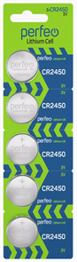 Perfeo Батарейки CR2450 Lithium Cell 5шт, 3V PF CR2450/5BL