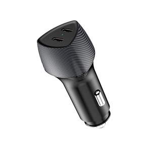 REXANT Автомобильное зарядное устройство с двумя портами (USB-C PD + USB-C PD) со световой индикацией, 40Вт, черное 16-0244