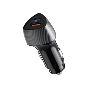 REXANT Автомобильное зарядное устройство с двумя портами (USB-A QC 3.0 + USB-C PD) со световой индикацией, 51Вт, черное 16-0246