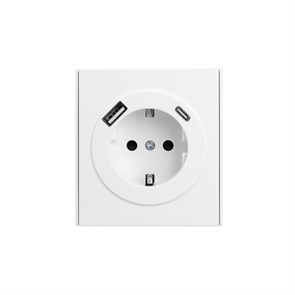 KRANZ Розетка STRONG 1-ая с/з с/у з/ш 16А с USB A+C быстрой зарядки 5В/3А жемчуг KR-78-0704-4