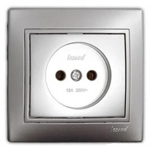 LEZARD Mira розетка 1-м СП 16А IP20 б/з со вставкой керамика серебро 701-1010-121