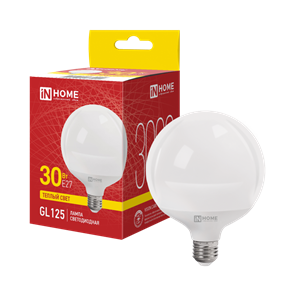 IN HOME Лампа светодиодная LED-GL125-VC 30Вт 230В Е27 3000К 3000Лм 125мм 4690612064000