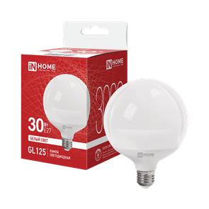 IN HOME Лампа светодиодная LED-GL125-VC 30Вт 230В Е27 4000К 3000Лм 125мм 4690612064017