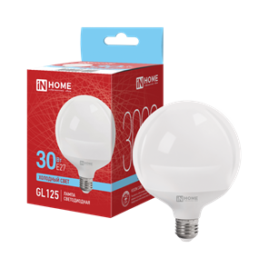 IN HOME Лампа светодиодная LED-GL125-VC 30Вт 230В Е27 6500К 3000Лм 125мм 4690612064024