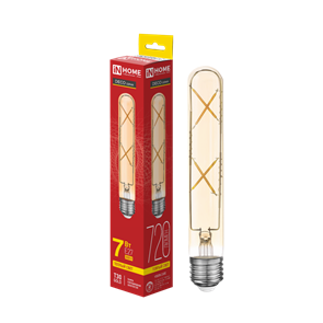 IN HOME Лампа светодиодная LED-T30-deco gold 7Вт 230В Е27 3000К 720Лм 185мм золотистая 4690612050867